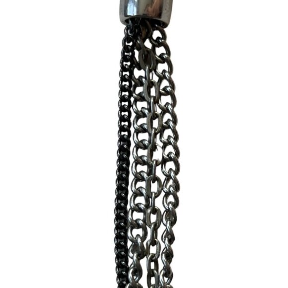 Loft Womens Multi Strand Chain Necklace Long 32" Rhinestones Silver Tone Artsy - Picture 4 of 6